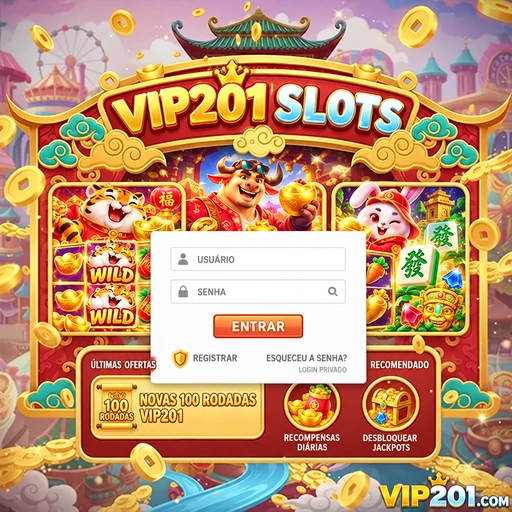 Tela de boas-vindas e lobby de jogos do aplicativo vip201